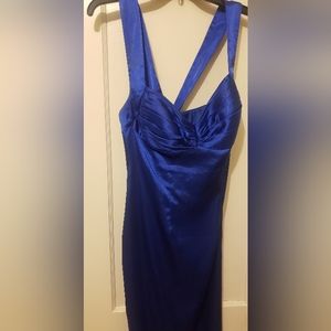 Satin blue midi dress